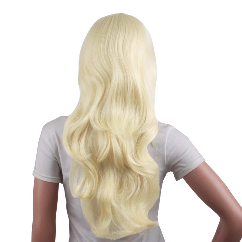 MapofBeauty 24 Inch/60cm Charming Synthetic Fiber Long Wavy Hair Wig Women's Party Full Wig (Light Blonde) - Image 2